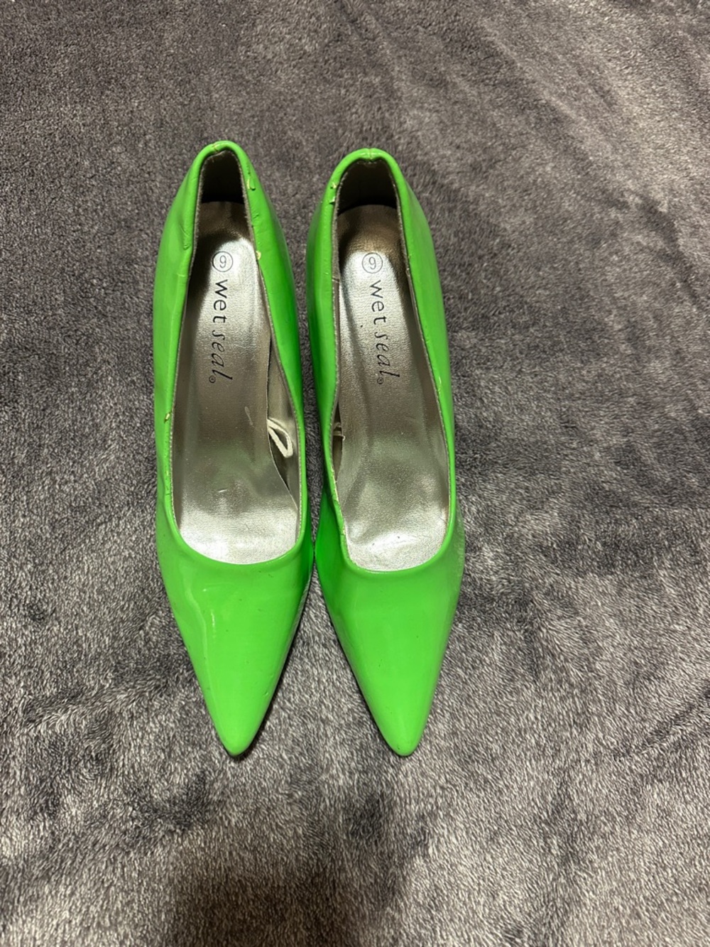 Wet Seal Neon Green Pointed-Toe Patent Pumps